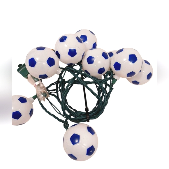 Soccer Ball Lights Balls Light String Futbol Plug In Indoor Outdoor 10 Christmas - Picture 1 of 9